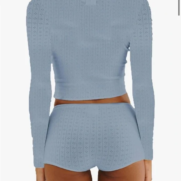 Blue Knit Two-Piece Set - Picture 2 of 3